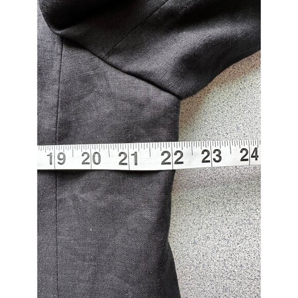 Pursuits linen Blazer Women 16 Black Floral Embroidered Long Sleeve Open Front - Picture 10 of 11